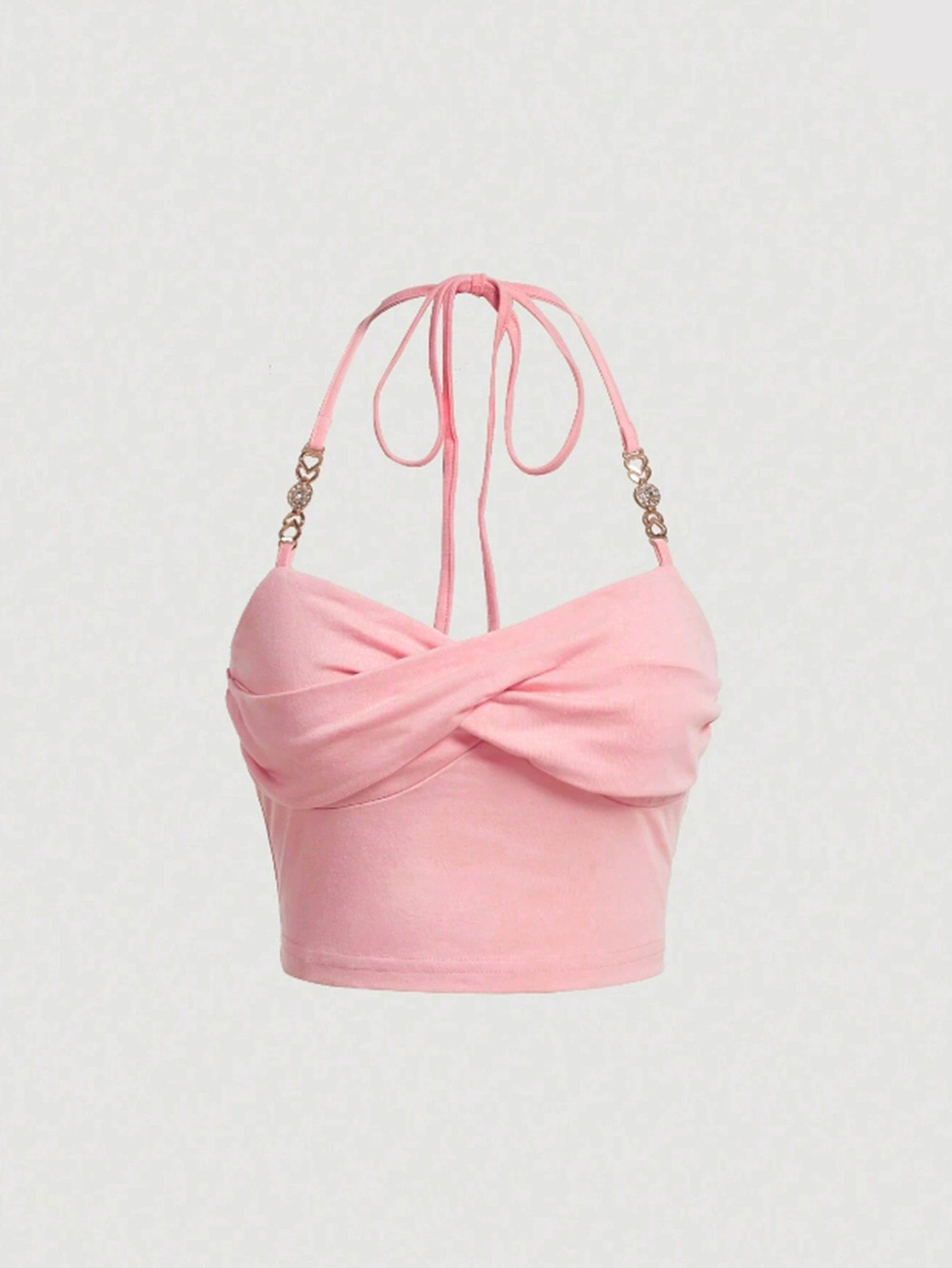 ZARA Pink Sexy Halter Neck Crop Top Backless Fall Winter